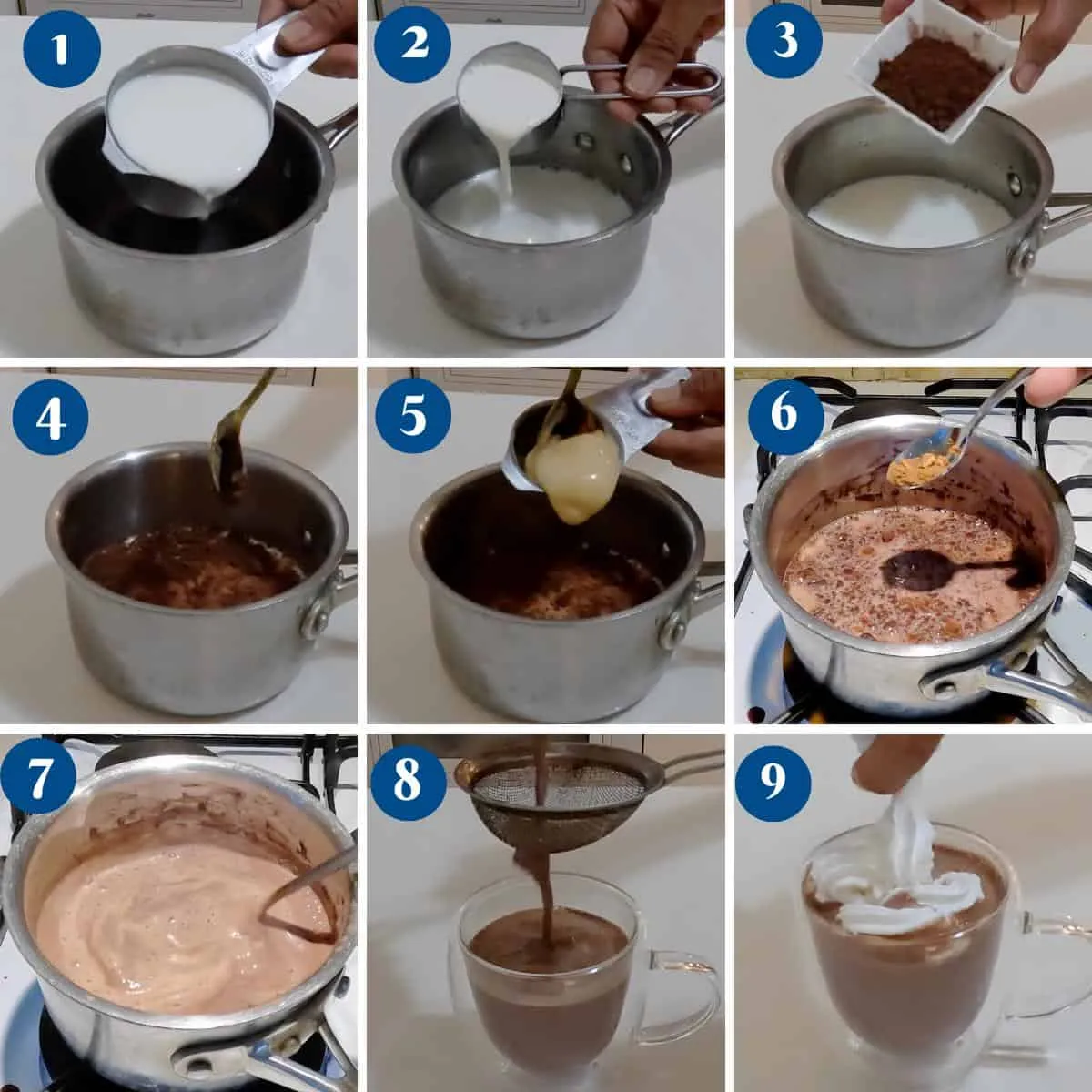 مراحل طرز تهیه شکلات داغ بیسکوییتی