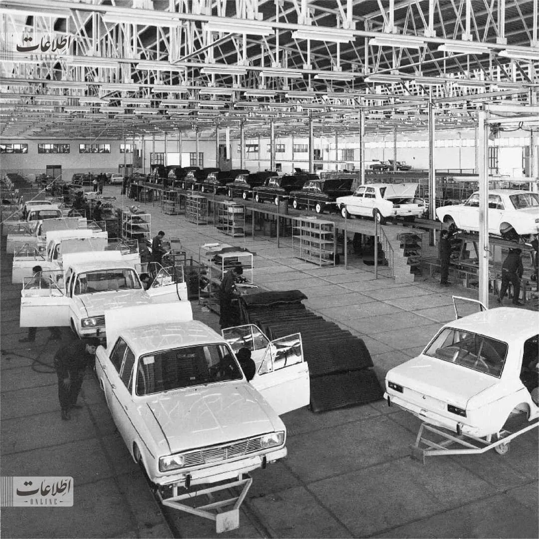 تصاویر پارکینگ ایران خودرو و خط تولید پیکان 40 سال قبل
