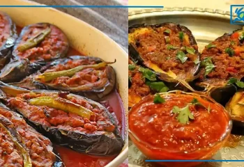 طرز تهیه بادمجان شکم پر با گوشت چرخ کرده خوشمزه و مجلسی