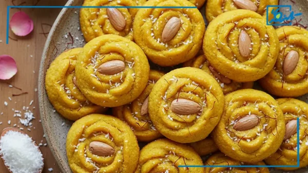 طرز تهیه رز نارگیلی زعفرانی خوشمزه مثل قنادی ها