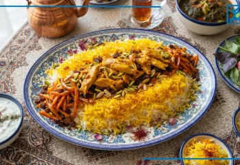 طرز تهیه ساطری پلو با مرغ مشهدی خوشمزه و مجلسی برای 6 نفر