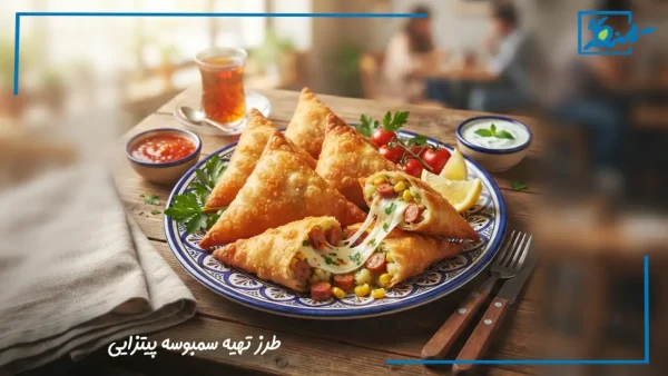 طرز تهیه سمبوسه پیتزایی با سوسیس و سیب زمینی بازاری