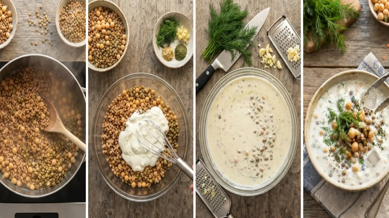 طرز تهیه سوپ سرد تابستانی با عدس، نخود و ماست