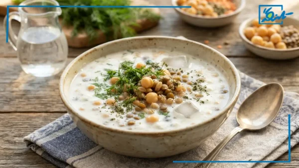 طرز تهیه سوپ سرد تابستانی خوشمزه با عدس، نخود و ماست