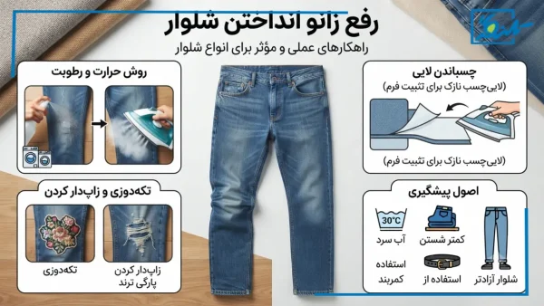 رفع زانو انداختن شلوار جین، پارچه ای، کشی و کتان