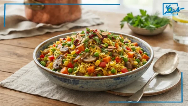 طرز تهیه پلو سبزیجات بدون گوشت فوق العاده سالم و خوشمزه