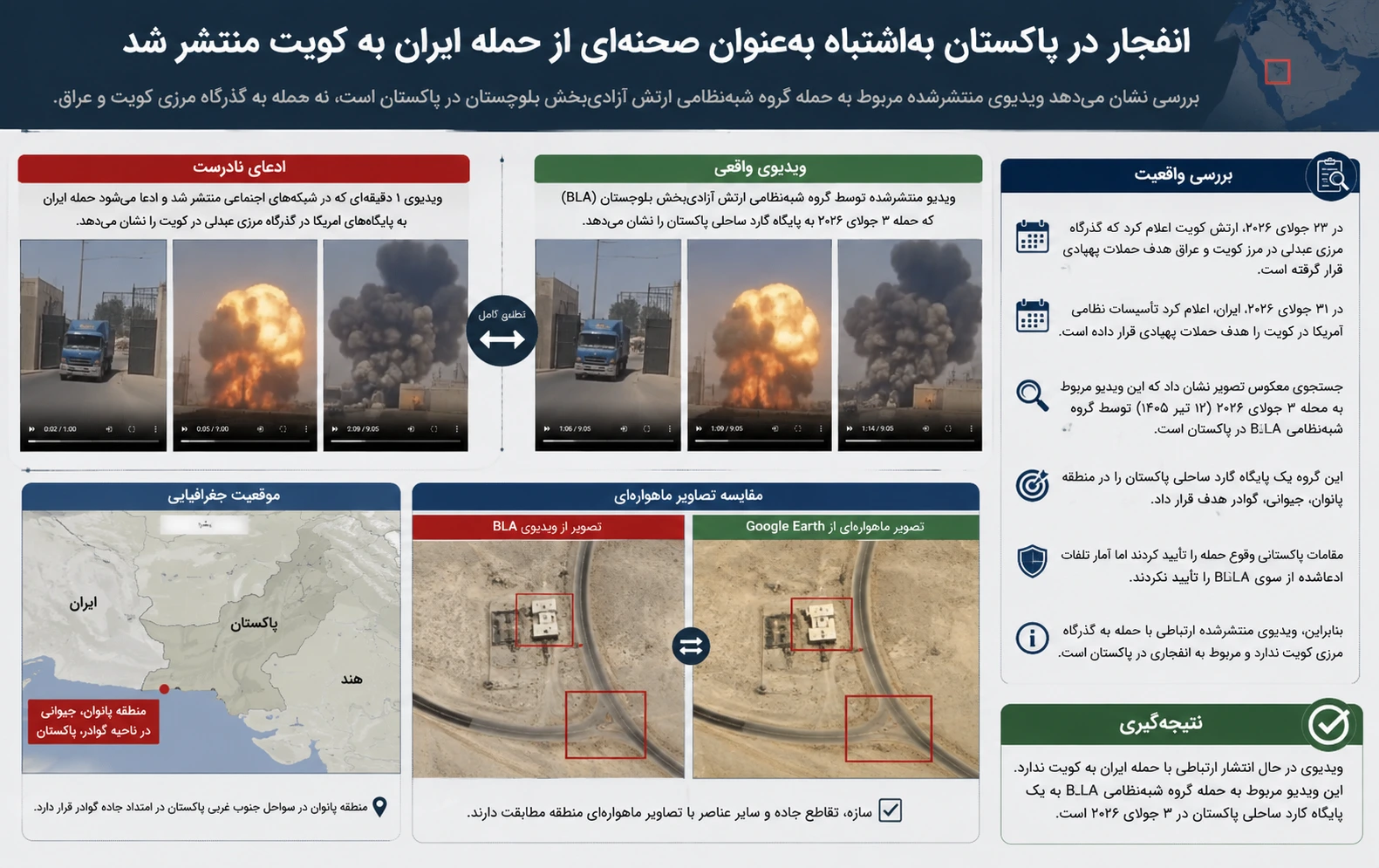 انفجار در بزرگراه پاکستان بهاشتباه بهعنوان صحنهای از جنگ دوباره شعلهورشده خاورمیانه معرفی شد
