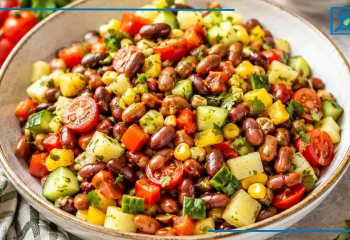 طرز تهیه سالاد لوبیا چیتی رژیمی و خوشمزه 3 سوته