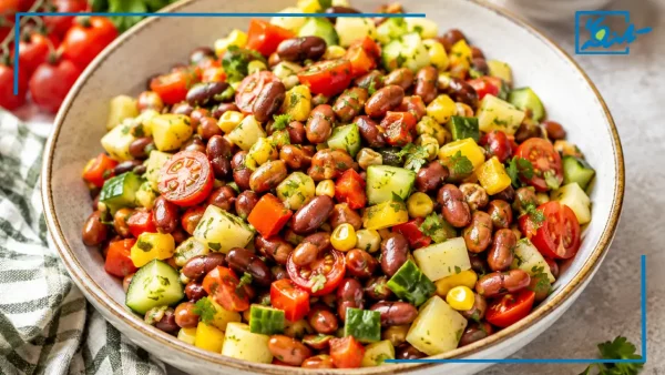 طرز تهیه سالاد لوبیا چیتی رژیمی و خوشمزه 3 سوته