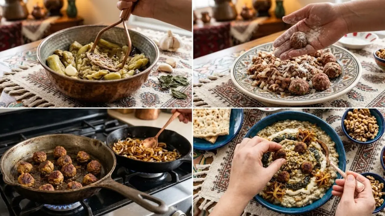طرز تهیه مشته بادمجان شیرازی