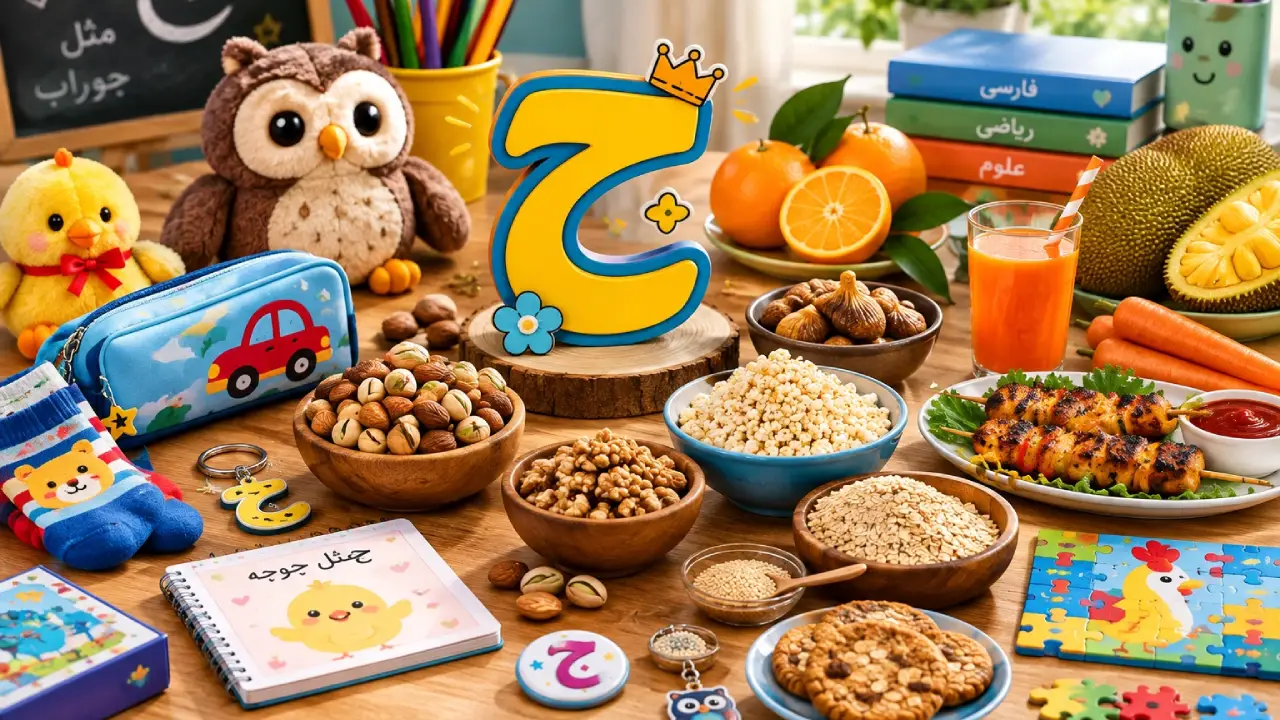 هدیه و خوراکی با حرف ج برای کلاس اول