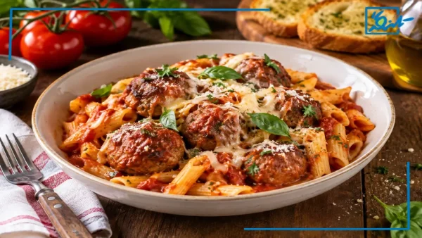 طرز تهیه پاستا میت بال ایتالیایی خوشمزه و سریع